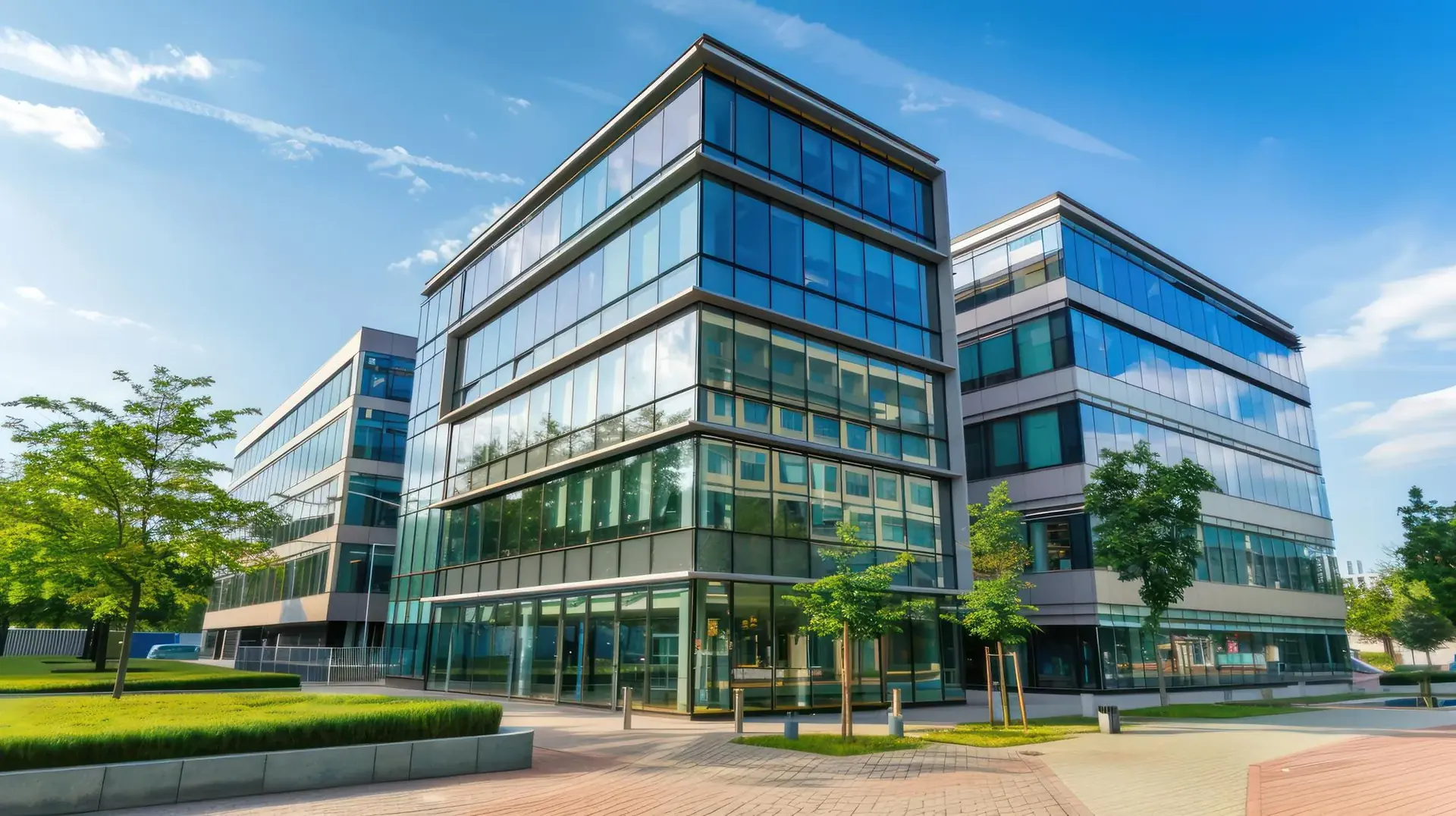 Modernes Bürogebäude mit Glasfassaden